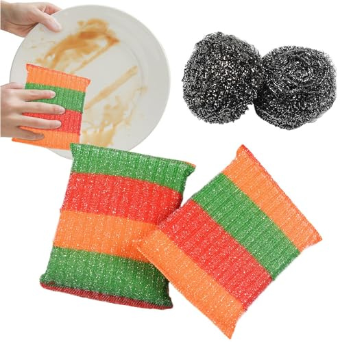 Missmisq Estropajo de Alambre,Limpieza Eficaz - Esponja Multiusos Reutilizable para Limpieza De Sartenes Ollas Platos Y Grasa Resistente