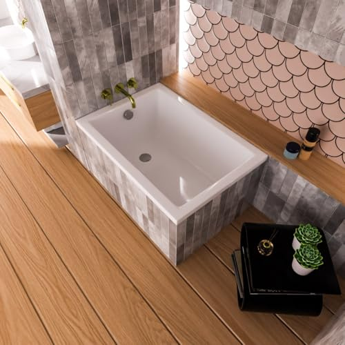 ECOLAM Baignoire Marella 100x70 cm | Baignoire compacte moderne rectangulaire | Petite baignoire | Ensemble complet | Design élégant