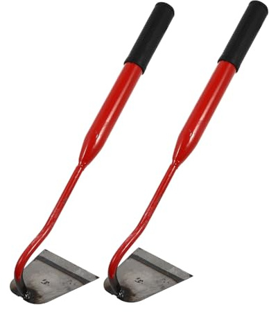 Azadas de Mano para Jardín 2 Piezas, Acero al Carbono para Deshierbar | Color Rojo, Mango Ergonómico, para Aflojar la Tierra y Plantar Flores y Hortalizas en Exteriores