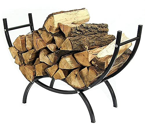 GLETSF Robusto Portalegna in Ferro Battuto per Interni Ed Esterni con Design Ad Arco E Staffe per Portalegna, Robusti Portalegna per Attrezzi da Camino