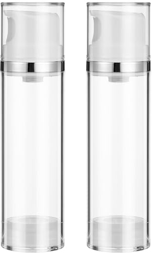 Toyvian Botellas de Loción Bomba sin Aire 150 Ml Transparentes Abs, 2 Unidades, Envases Cosméticos Rellenables para Viaje, Dispensadores Portátiles Antidesbordamiento para Cremas