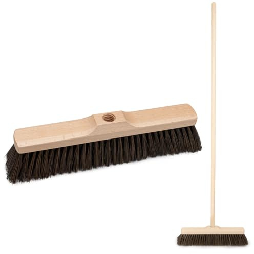 Väggbesen 35 cm med 120 cm bokenholtskaft – Kehrbesen med 22 mm gänga och mjuka PET-borstar för inomhus- och utomhusbruk