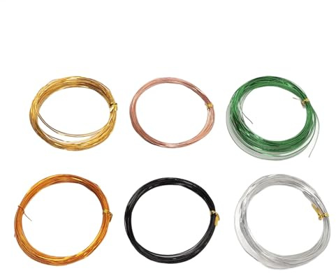 Platt aluminiumhantverk, 6 rullar, 32,8 fot, flexibel, 0,5 mm, 0,1 mm tjock, modelleringstråd för smyckestillverkning, vävning, emaljering, hantverk