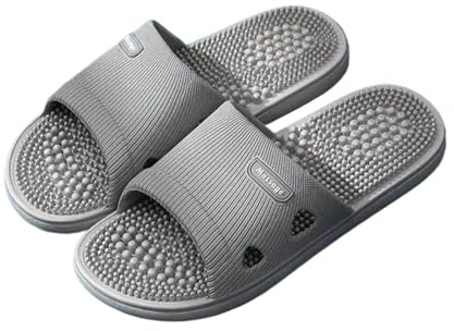 Massagetofflor sommartofflor för män PVC-massage halkfria enfärgade bekväma badrumsskor sval pool (ljusgrå, 42–43)