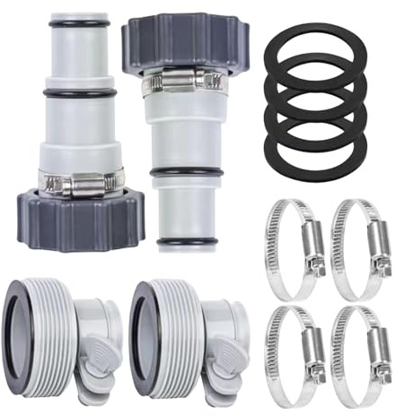 Adaptador de manguera de bomba de piscina, kit de piezas de repuesto de tubería, con abrazadera y arandela, adaptadores de manguera de vacío de piscina para 1.5/1.25 pulgadas, para filtro de conexión