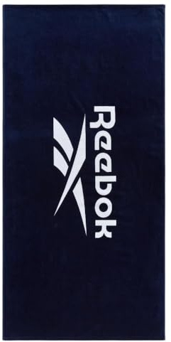 Reebok Positano Beach Towel | Asciugamano Mare in Cotone Velour Grande per Adulti | Asciugatura Rapida | Morbido per Piscina Lettino e Vacanze Essenziali | 70 x 140 cm | Vector Navy