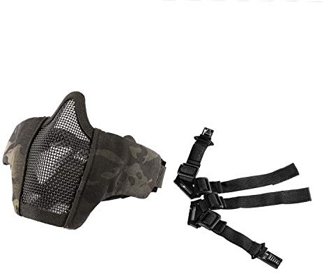 OneTigris Foldable Half Face Shield Mask Mesh Mask for Softair Paintball CS (Camo Black)