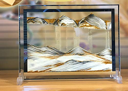 Feili Moving Sand Kunst Bild Tiefsee Dynamische 3D Sandbilder in Motion Office Desktop Kunst Dekor Spielzeug (Gold, 22 x 17 cm)
