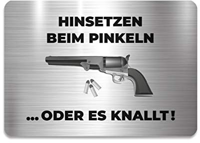 KaiserstuhlCard Magnete WC Schild Hinsetzen beim Pinkeln oder es knallt 14,8 cm x 10,5 cm Toilette selbstklebend Aufkleber Türschild Tür Haus Büro Praxis Geschäft Sitz Toilettensitz WC-Sitz Zubehör