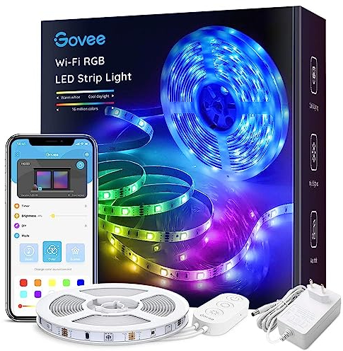 Govee WiFi LED Strip 5m, Smart RGB LED Streifen, App-steuerung, Musik Sync, Funktioniert mit Alexa und Google Assistant, Farbwechsel DIY Deko für Schlafzimmer Wohnzimmer