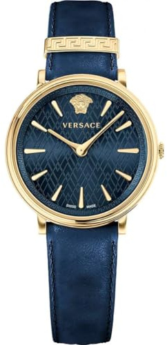 Versace Damen Analog Quarz Uhr mit Leder Armband VE81004 19
