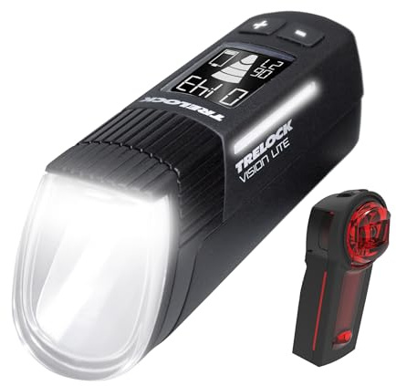 TRELOCK Fahrradlicht Set LS 660 I-GO Vision Lite + LS 740 Vector – 80 Lux – USB Aufladbar – 100 m Sichtweite – StVZO zugelassen, Schwarz