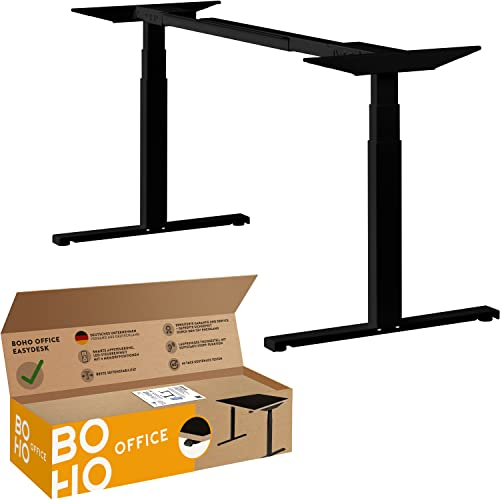 boho office® EASYDESK Line elektrisch stufenlos höhenverstellbarer Schreibtisch mit gratis APP-Steuerung, hochsensiblen Kollisionsschutz und Soft-Start/Stop – Easydesk Schwarz