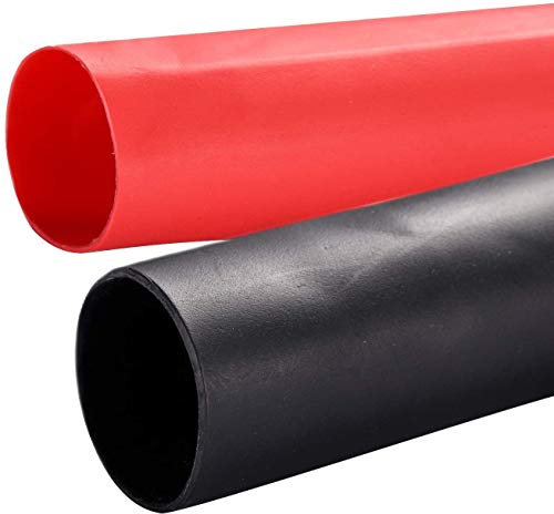 Yizerel 2 Pack 1/2''(12.7mm) Heat Shrink Tube 3:1 Adhesive-Lined Heat Shrinkable Tubing Black&RED 4Ft