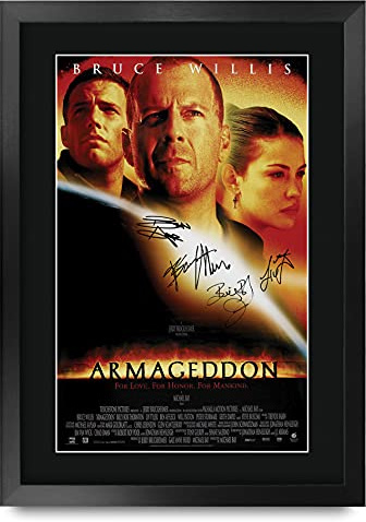 HWC Trading FR A3 Armageddon Bruce Willis, Ben Affleck Geschenke gedrucktes Poster, signiertes Autogramm für Film-Fans, A3 gerahmt