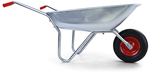 RAMROXX Schubkarre Garten verzinkt mit Luftreifen und Metallfelge 65L100kg