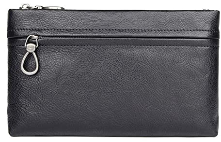XIXIDIAN Männer Kupplung Geldbörse Leder Brieftaschen Wristlet Handtaschen Business Zipper Tragetaschen Taschen (Color : Black, Size : 24 * 3 * 14.5cm)
