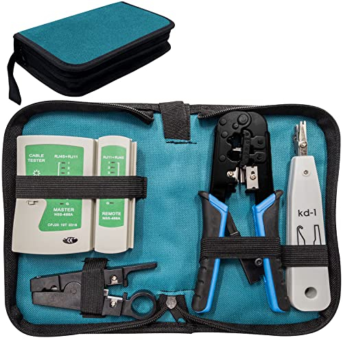 Retoo Strumenti Kit di Rete 4 in 1 Crimpatrice ethernet Professionali Pinza Crimpatrice rj45 Manutenzione del Computer Kit LAN Tester del CavoStrumenti di Riparazione