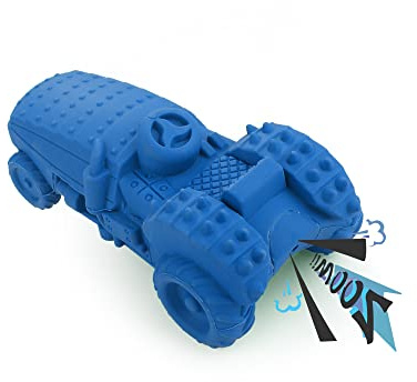 Hundespielzeug quietschend für die Zahnpflege [Das Original] aus 100% NATURKautschuk - Kauspielzeug für kleine, mittlere und große Hunde - Kauknochen - Hundekauartikel - Wasserspielzeug… (Truck Blau)
