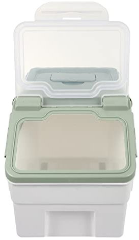 POPETPOP Dog Food Box Locking Lid Pet Food Storage Barrel Rollable Sealed Canister Capacity for Cats Dogs Construction