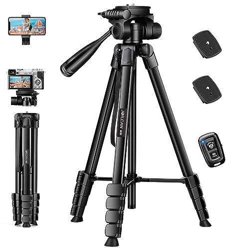 JOILCAN Camera Tripod Stand for DSLR, 67 Phone Tripod for iPhone 17/16/15, Aluminum Lightweight Tripods for Smartphone with Remote, Outdoor Travel Tripods for Canon/Nikon/Sony/Fuji