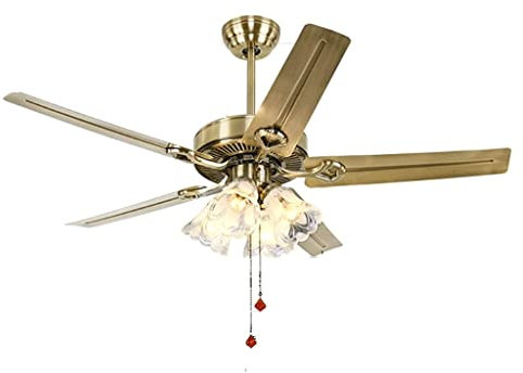 TOMYEUS New Vintage Ceiling Fans Light Indoor Quiet Fan Ceiling Light Zipper Control Fan Light Living Room Ceiling Fans