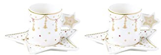 COFFRET 2 TASSES A CAFE 8CL FORME ETOILE EN PORCELAINE