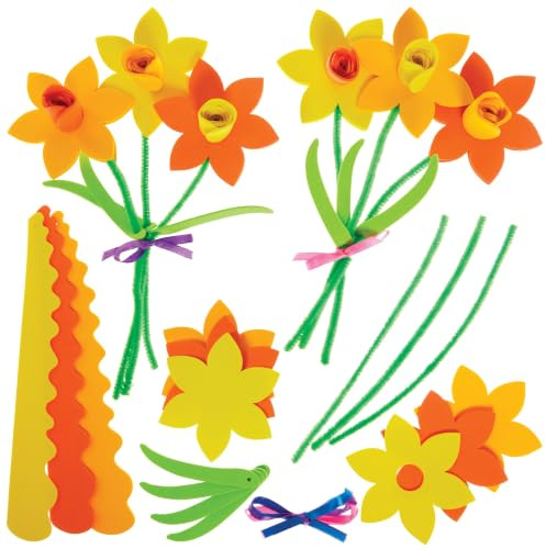 Baker Ross FX463 Narzissenstrauß - 3er-Pack, Muttertagsgeschenk-Bastelsets für Kinder