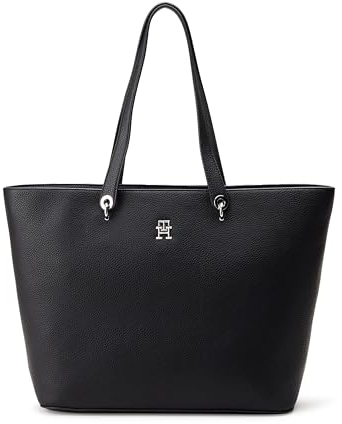 Tommy Hilfiger Donna Borsa Tote Bag Emblem Grande, Nero (Black), Taglia Unica