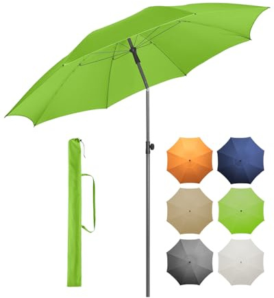 FARE Sonnenschirm Gr. XL - 235 cm Durchmesser - UV-Schutz 50+ für Balkon Garten Terrasse Sommer - Titan-Finish Knickvorrichtung Drehfeststeller inkl. Tragetasche (grasgrün)