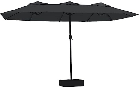 vidaXL Parasol de jardin à double tête avec LED noir 449x265 cm
