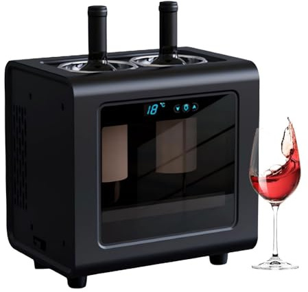 Enfriador eléctrico de botellas de vino, refrigerador enfriador de vino para encimera con botón táctil LED y control de termostato inteligente, diseño independiente de refrigeración termoeléctrica