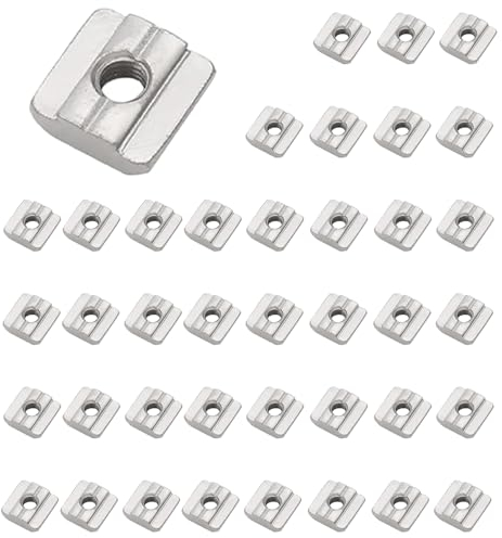 40 Stück T-Nutensteinen Schlitze 8,M6 T-Nutenblock-Set,Aluprofil 30x30 Mutter 8,Schlitze Aus Vernickeltem Kohlenstoffstahl,Uonekamo Hammerzubehör Für Aluminiumprofil-Extrusionsschlitze 30 Serie (40)