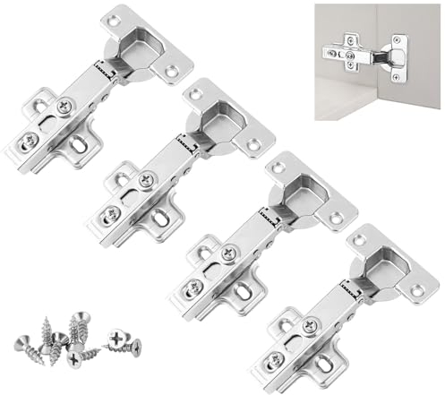 4 Stück Scharniere Für Schranktüren, Soft-Close-Automatik-Scharniere, Schrankscharnier mit 100° Öffnungswinkel, Schrankscharnier mit Schraubenfür, Topfscharnier für Küchenschrank-Garderobentüren