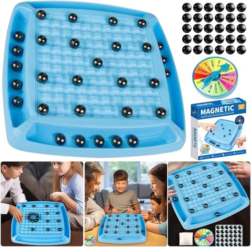 Magnetisches Schachspiel mit Bestrafungsrad, lustiges Tisch-Magnet-Stein-Brettspiel für Kinder und Erwachsene, pädagogisches Dame-Brettspiel für die Familienfeier