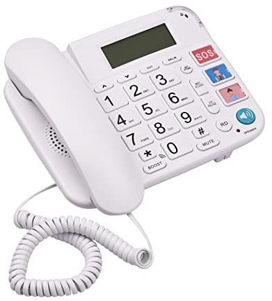 Telefono con cavo nero con scrivania a pulsanti grandi Telefono fisso Supporto telefonico a mani libere/Ricommessa/Flash/Quick Markup/Controllo del volume del campanello per anziani Ufficio