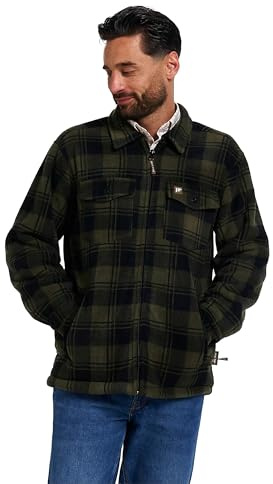 JACK PYKE Camicia Tundra da Uomo – Camicia a Quadri in Flanella a Maniche Lunghe con Cerniera e Fodera in Pile, Colletto Pieghevole, Tasche Multiple, Polsini con Bottoni per Tiro o Abbigliamento
