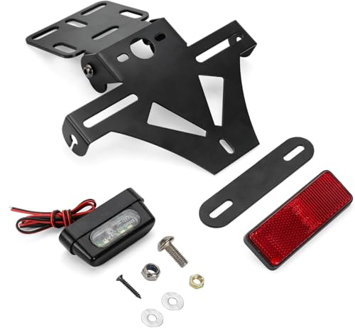 Support de Plaque d'immatriculation pour Moto, Angle réglable pour Moto, Porte-Plaque de numéro de Moto avec éclairage de Plaque, Support Universel De Clignotant pour Feu Arrière De Moto