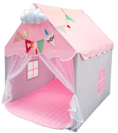 KORIMEFA Pricess Wendy House, Kids Play Tent, Pop Up Tent for Kids Toddler Age 1-8, Playhouse Indoor Girls Children Toy, Pink Princess Castle, 104x120x130cm