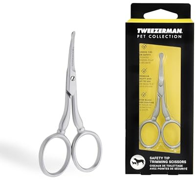 Tweezerman Pet Grooming Scissors, Stainless Steel Rounded Tip Trimming Shears for Dogs and Cats