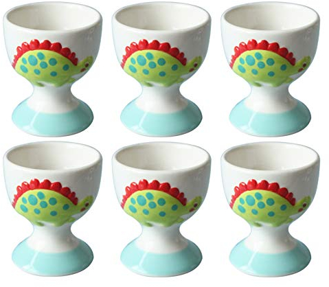 QTANZIQI Juego de hueveras de Porcelana para niños, diseño de Coche Verde, Incluye 6 Tazas (opción de Dinosaurio Disponible) Silk Pillowcase