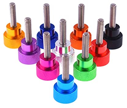Handdrehschraube, Rändelmuttern, 5 Stück, Aluminium-Rändelschraube, M3, M4, M5, M6, Aluminium-Rändelkopf, Edelstahlgewinde, handfest anziehende Rändelschrauben, rot, M4 x 8 mm (Farbe: Rot, Größe: M4 x