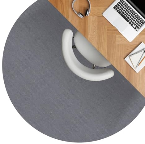 Bodenschutzmatte Bürostuhl Unterlage Schreibtischstuhl Unterlage Bürostuhl Teppich rutschfeste Bodenmatte für Parkett und Hartböden selbsthaftend Nemesis Rund 120cm Grau