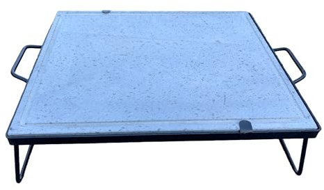 Pietra ollare per cottura senza grassi di carne e verdure, con telaio in acciaio e supporti richiudibili (50x40 cm)