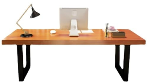 Computertisch Schreibtisch Bürotisch Schreibtisch Aus Massivem Holz Mit Metallbeinen, Büroschreibtisch, Einfacher Schreibtisch Für Zuhause, Arbeitszimmer, Computertisch, Konferenztisch PC-Tisch Office