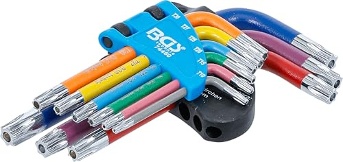 BGS 74460 | Serie di chiavi ad angolo | multicolore | corta | profilo a T (per Torx) con alesatura T10 - T50 | 9 pz.