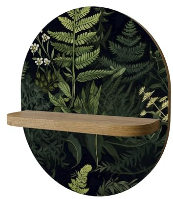 SPACEREBELS Oval Bild 33x38 cm mit Regal 11,8cm dekoratives Wandregal Holz modernes Hängeregal mit Muster Aesthetic Room Decor wandbild mit ablage Abstrakt Naturmotiv Natur