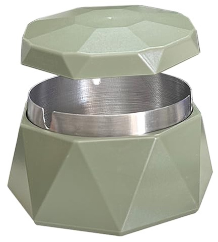 Outdoor Cigarette Ashtray with Lid, hanlongyu Modern Decorative Box Smokeless Ashtray, Plastic Casing Ash Holder with Stainless Steel Inner Liner, Smell Proof Ashtrays for Patio Home Tabletop