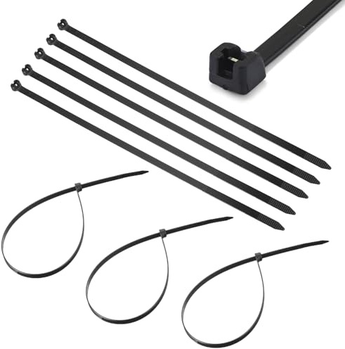TERF® 100 bridas de metal negro de 100 mm x 2,5 mm, cierre de nailon de alta calidad, mecanismo de autobloqueo seguro, corbata de plástico para el hogar, oficina, jardín, taller, almacén, uso de
