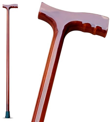 KINEPHARMA Bastone da Passeggio in Legno per Tutte le Età con Maniglia a T scanalata da 92 cm | Per Altezze da 1,65 a 1,85 m | Bastone da Passeggio Elegante Uomo e Donna Stabile | Bastone per Anziani